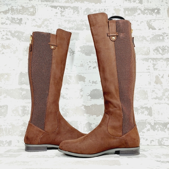 New Anne Klein Audrey Brown Zip Up Knee High Boots V413 - Picture 5 of 11